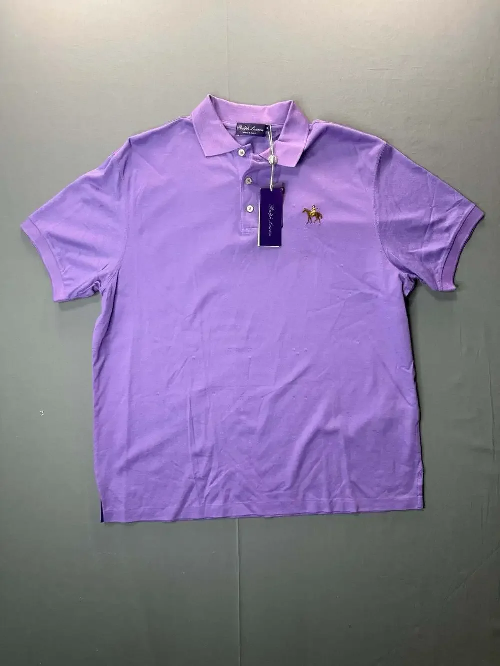 Ralph Lauren Purple Label Pique Polo Shirt Purple Italy XL New with Tags!
